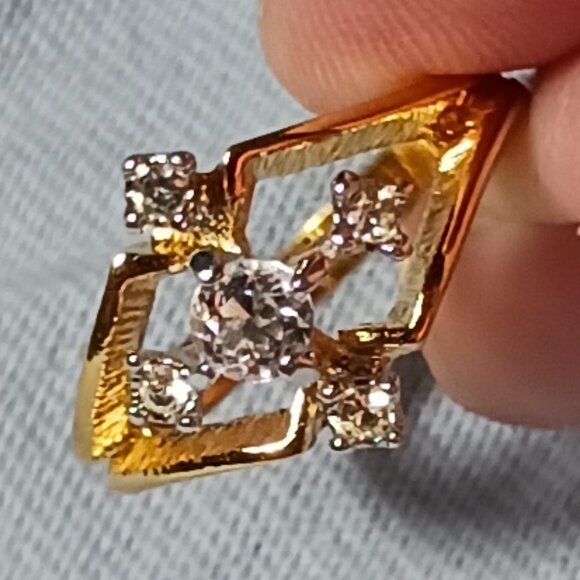 Source Unknown Jewelry - Vintage 18K HGF Gold 5 Stone CZ Ring Size 5.75